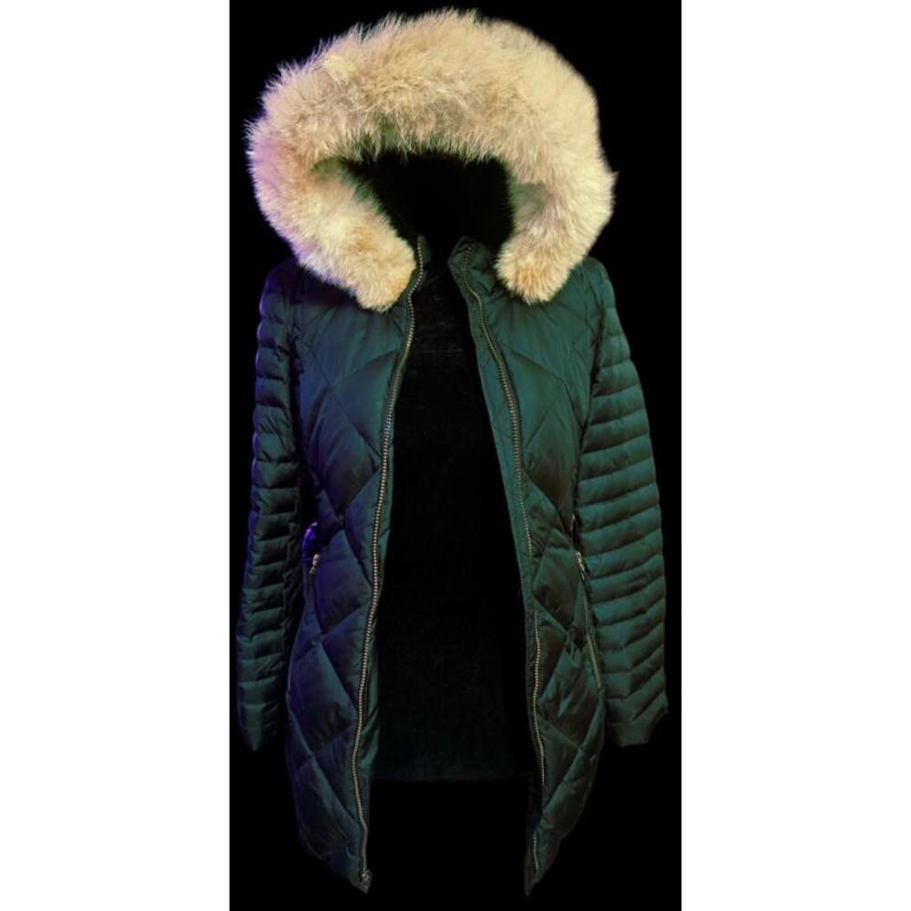 Marc New York Women's Black Parka With Brown Coyote Fur Hood, Size XS, NWOT!!!